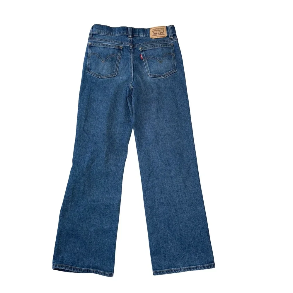 Levi's Kids Wide‎ Leg Jeans Distressed Floral Patch Blue Denim Size 12